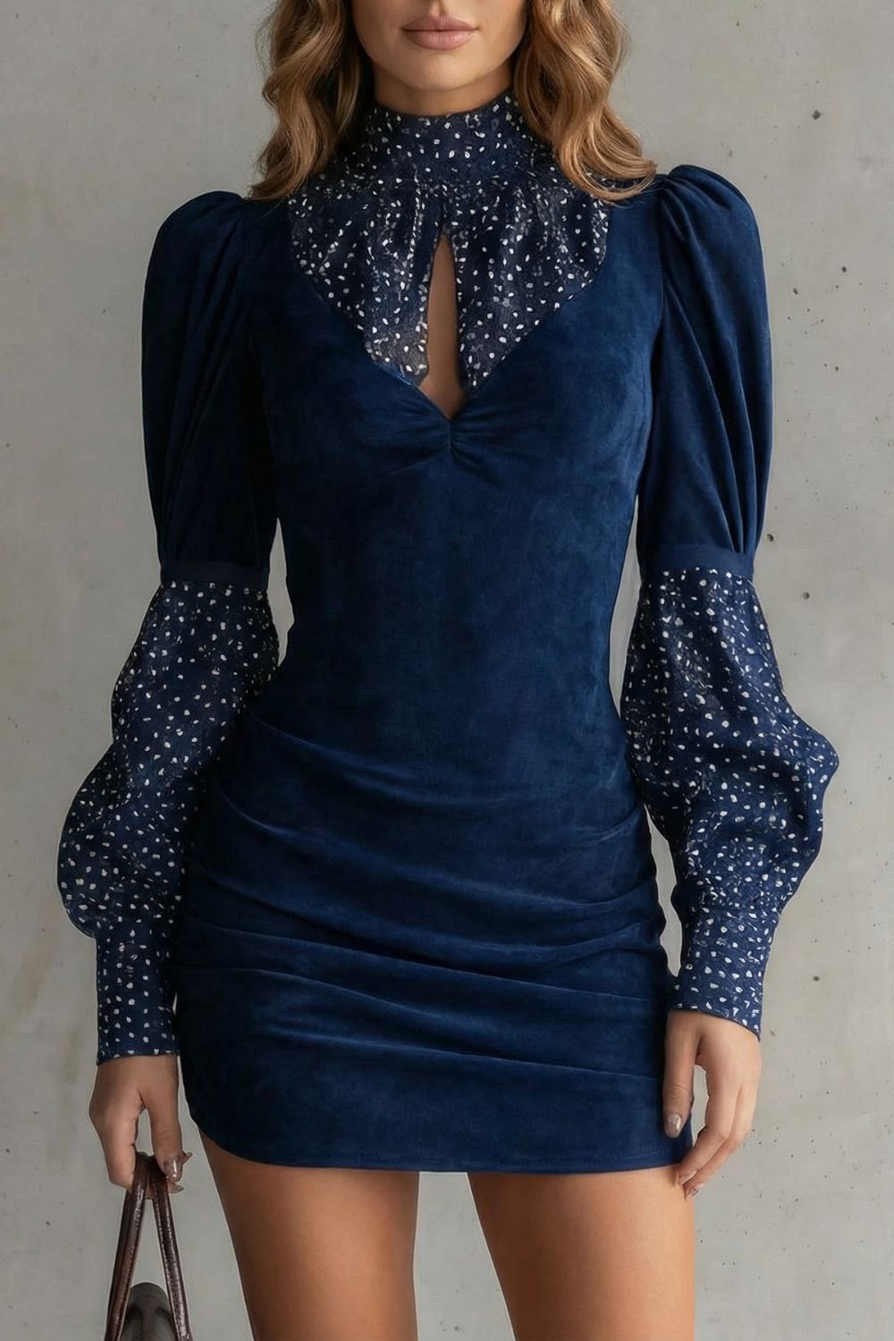 Serelinne – Robe mini vintage à manches bouffantes