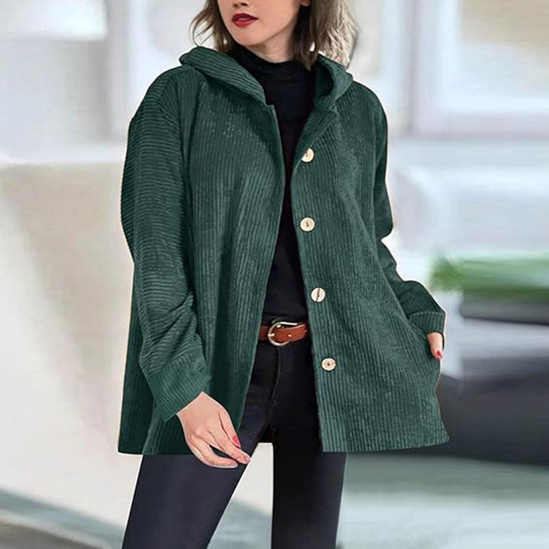 Veste à hoode en velours casual pour l'automne 