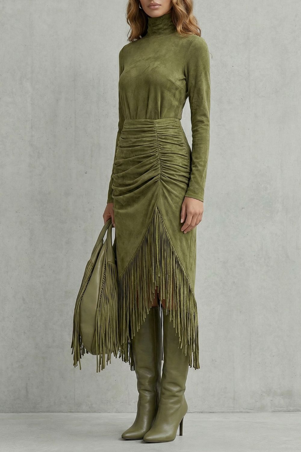 Soléna – Détail franges froncées – Robe midi