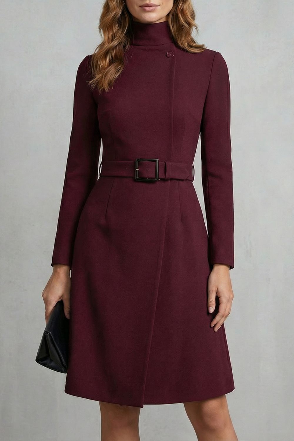 Nivara - Robe midi asymétrique ceinturée à la taille - Coupe trapèze