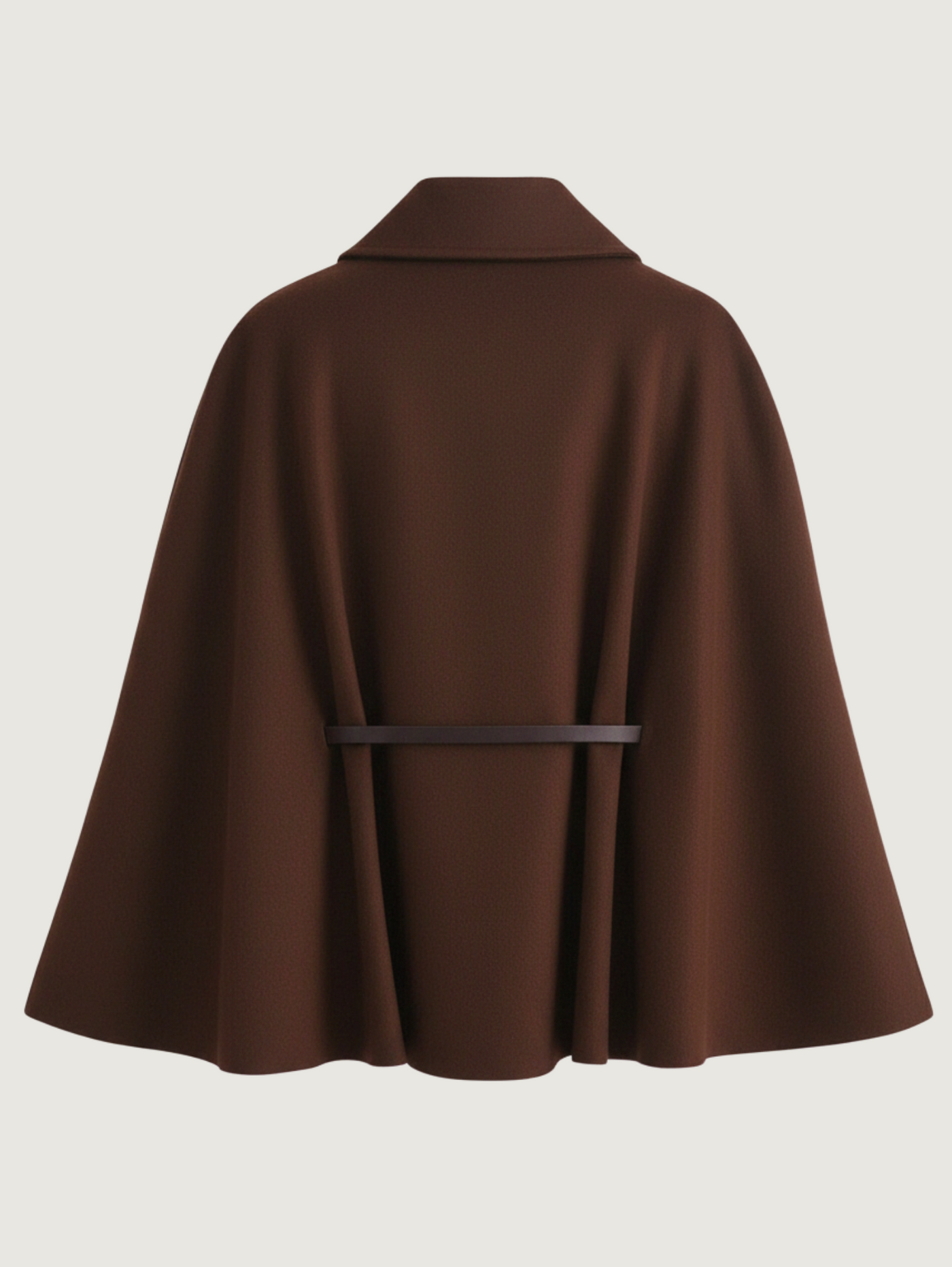 Wool Blend Belted Poncho Cape