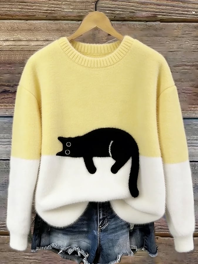 Moon | Pull femme à motif chat