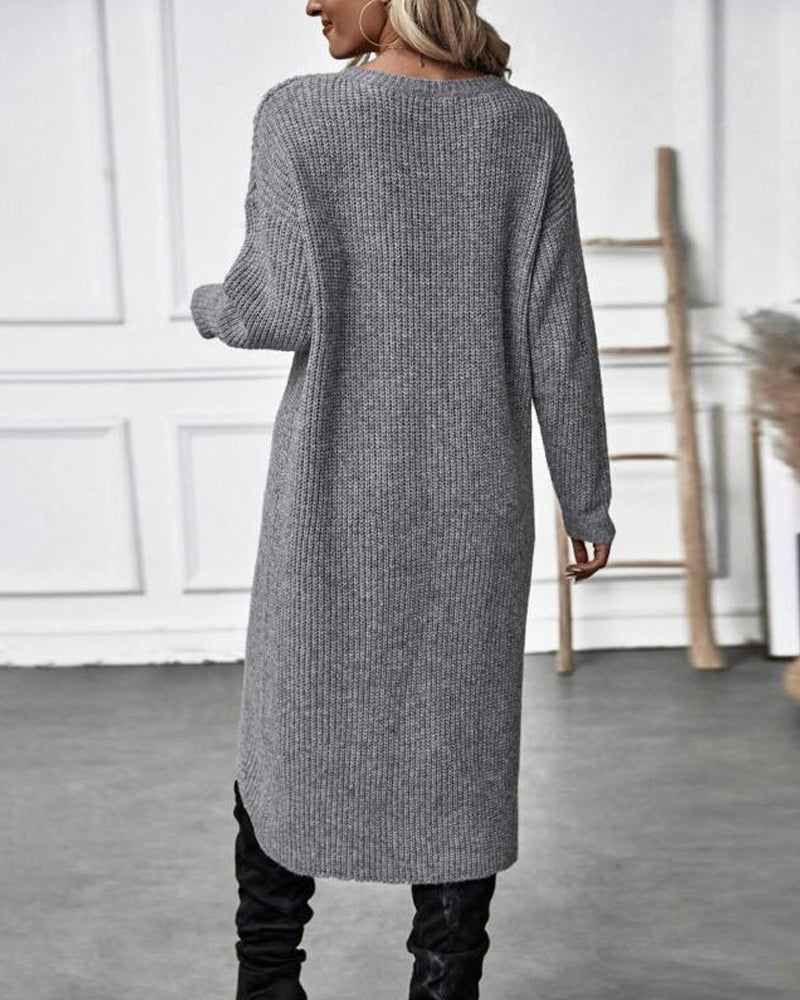 Laluna® | Lange Effen trui-jurk 