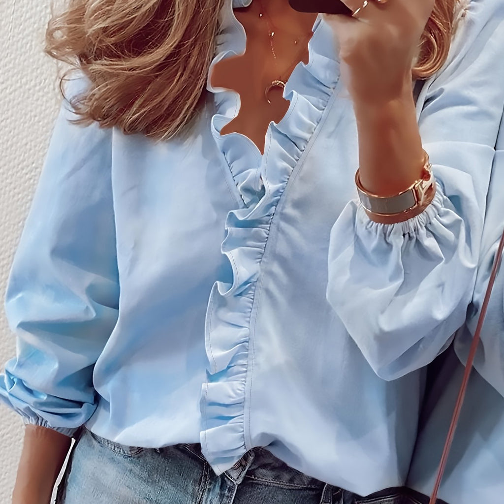 Angelique™ | V-neck blouse with ruffles