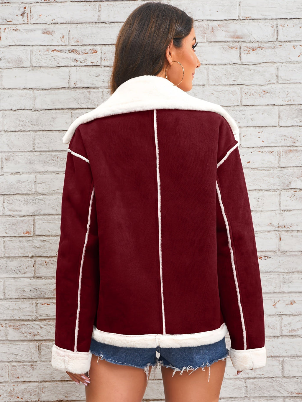 Winterjas Teddy avec Revers Dames – Rosa