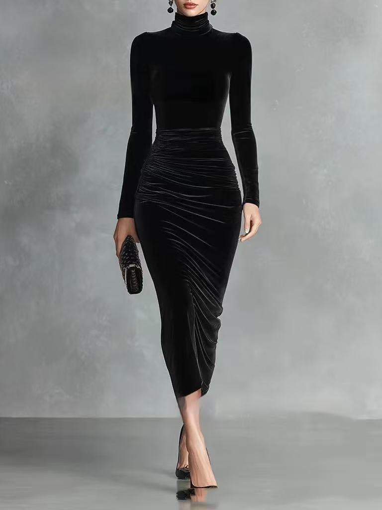Sophia | Robe cintrée en velours noir