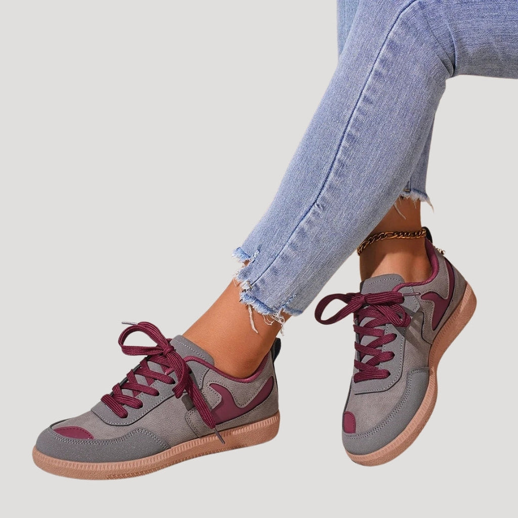 Baskets montantes à lacets pour femmes, colorblock avec empiècements contrastés