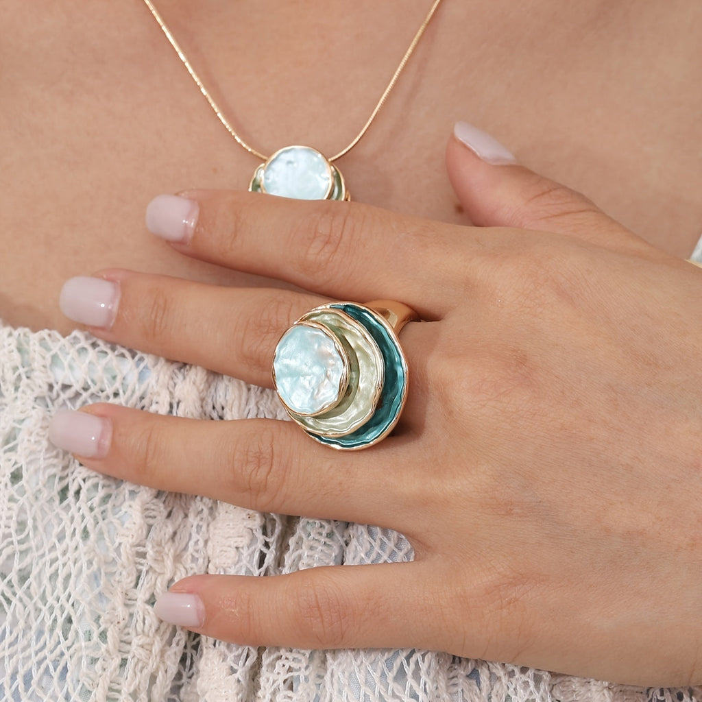 Bague bohème à trois couches en émail