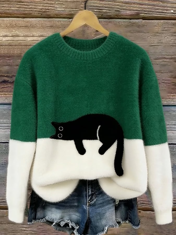 Moon | Pull femme à motif chat