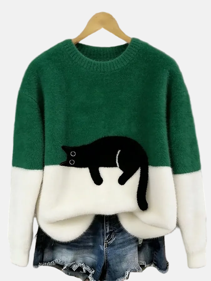 Moon | Pull femme à motif chat