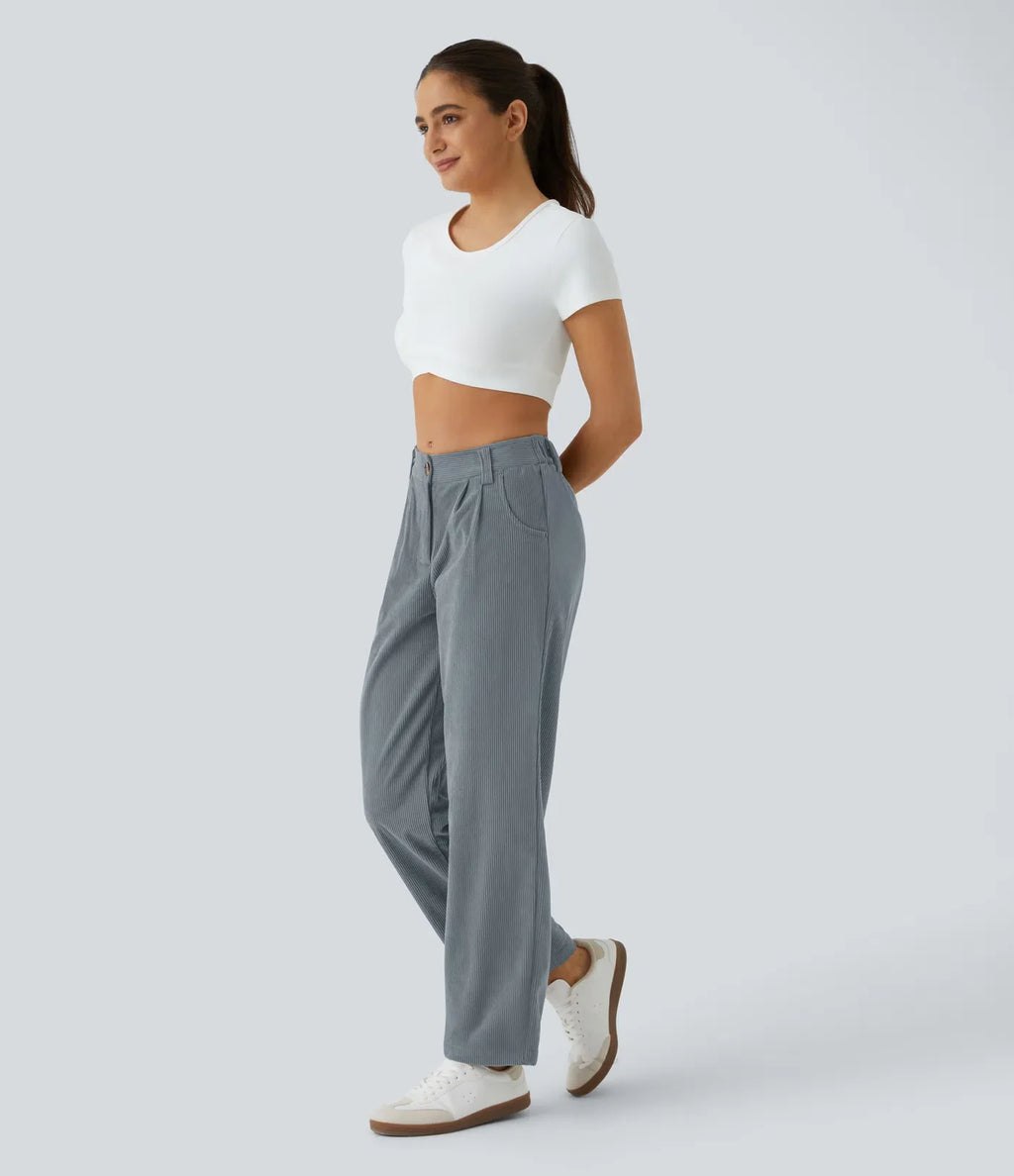 Annette | Comfortabele Broek Met Middelhoge Taille, Ritssluiting Et Zijzakken