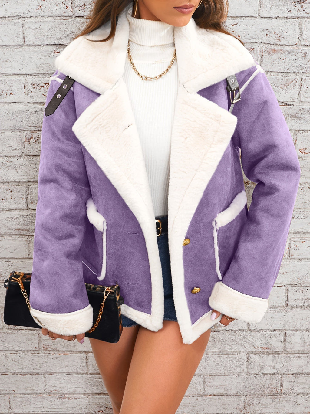 Winterjas Teddy avec Revers Dames – Rosa