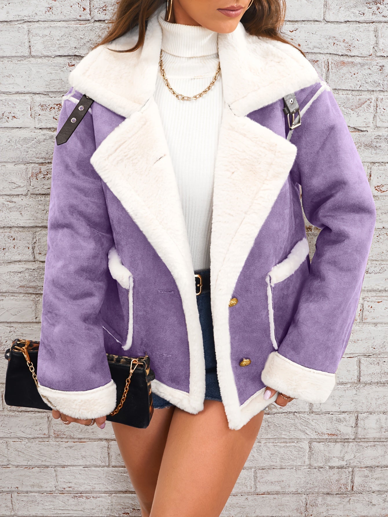 Winterjas Teddy avec Revers Dames – Rosa