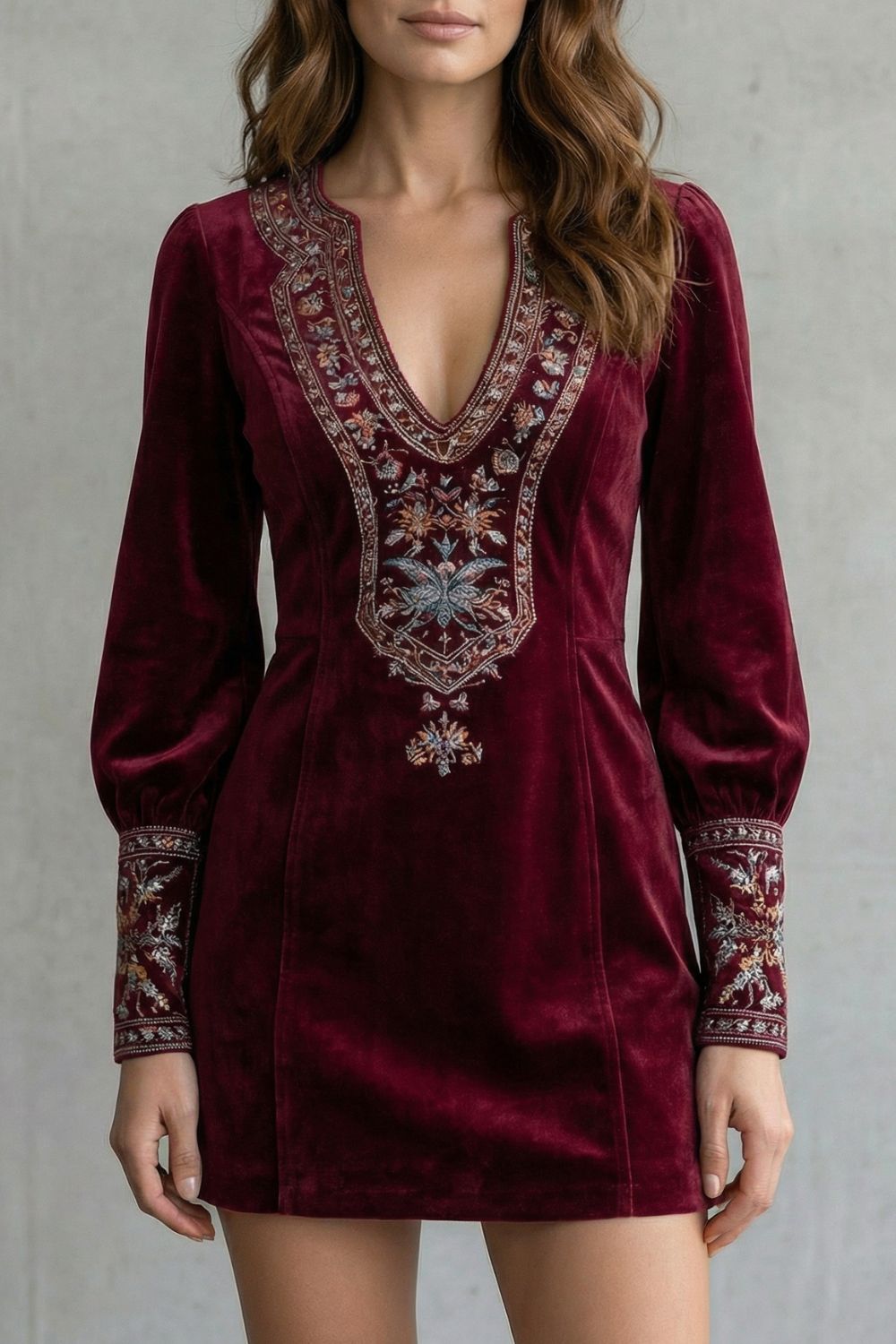 Eliranne – Détail brodé – Mini-robe bohème