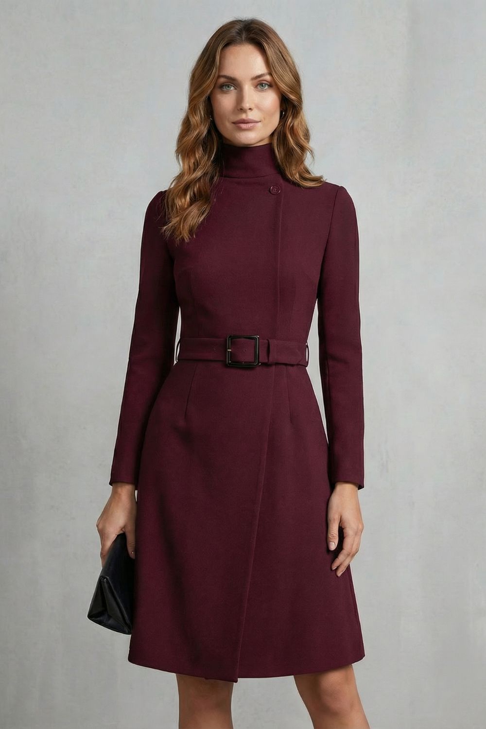 Nivara - Robe midi asymétrique ceinturée à la taille - Coupe trapèze