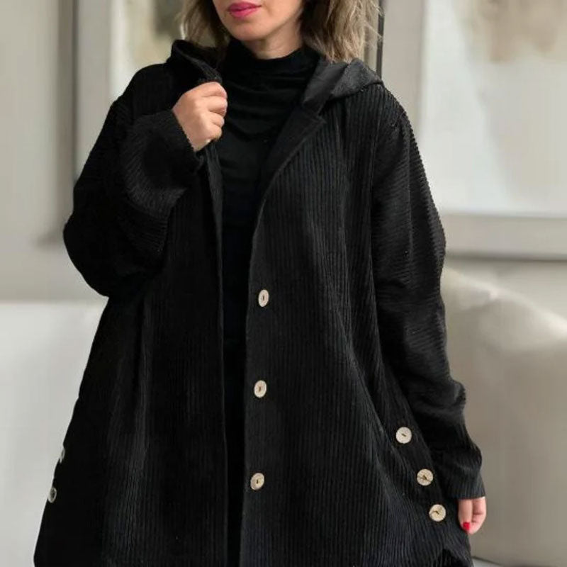 Veste à hoode en velours casual pour l'automne 