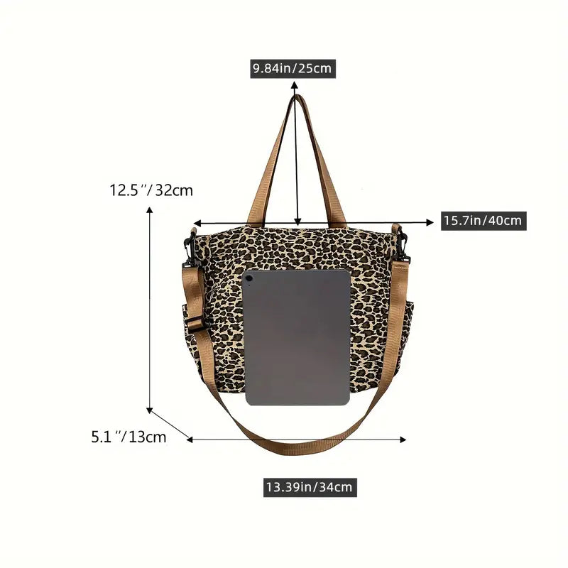 Sac bandoulière en toile à imprimé léopard