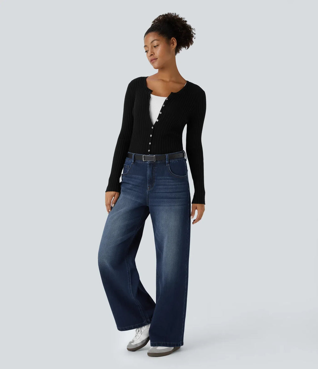 Linda | Comfortabele Jeans Met Handige Ritszakken &amp; Losvallende Elegante Pijpen