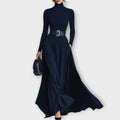Céline | Robe à col montant ceinturée 