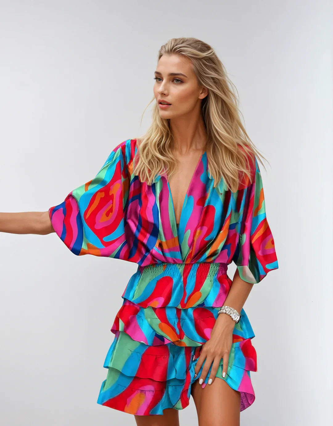 Carmen™ | Boho Mini Dress with Gold Details