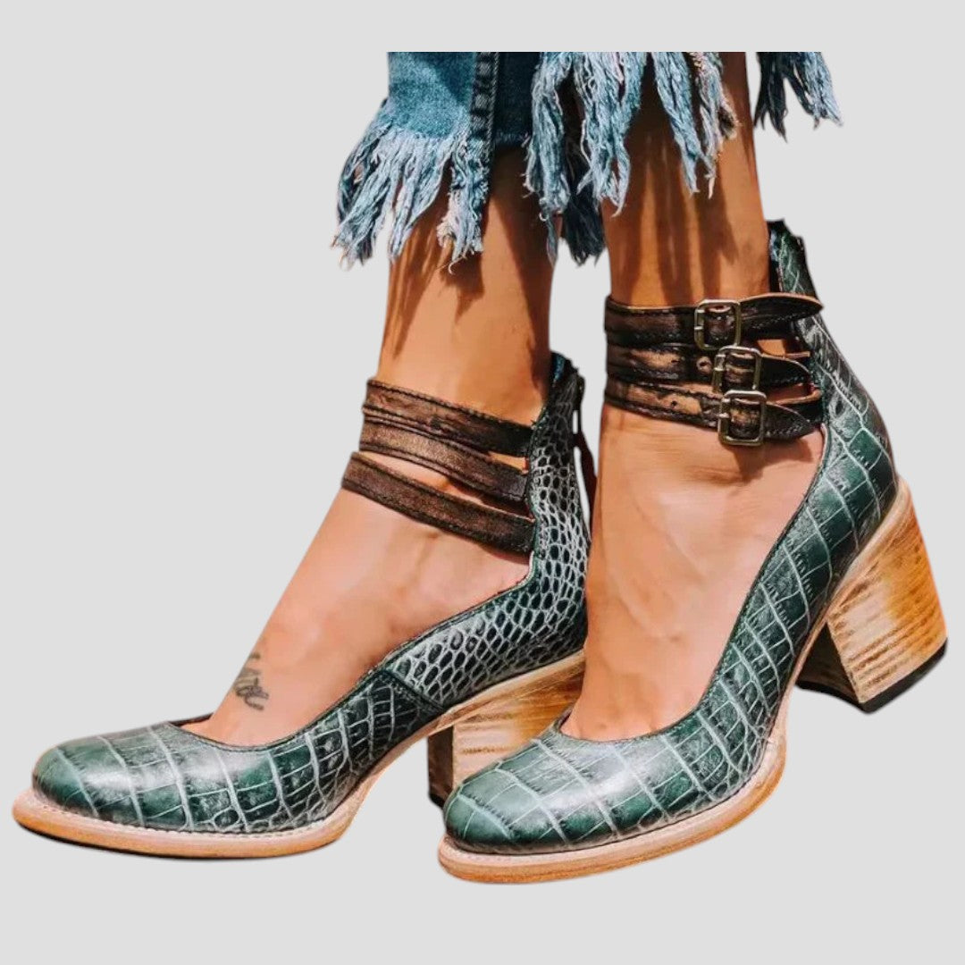 SONIA™ | Elegantní kotníkové boty s retro podpatkem a dvojitým páskem