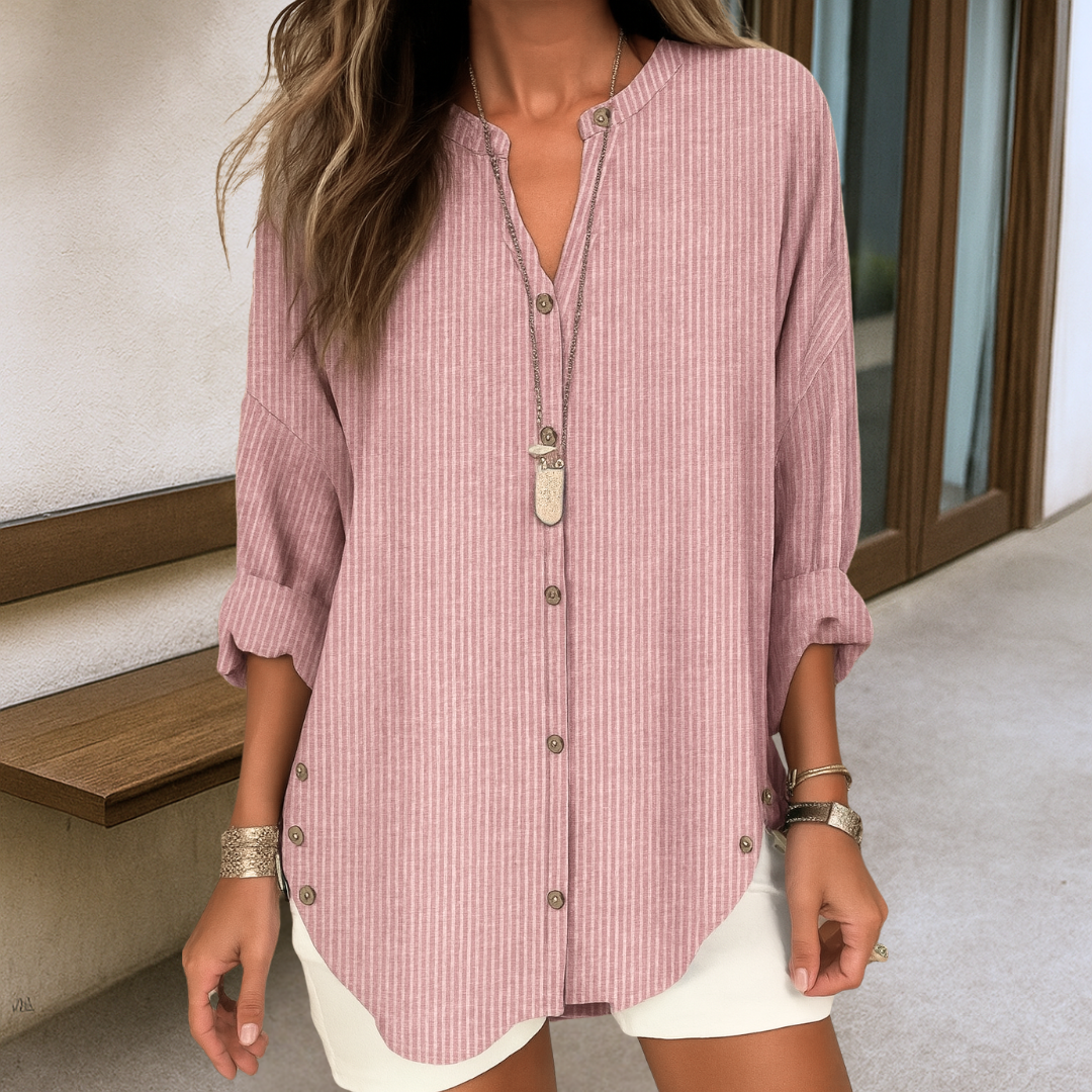 Lydia™ | Elegant striped linen blouse