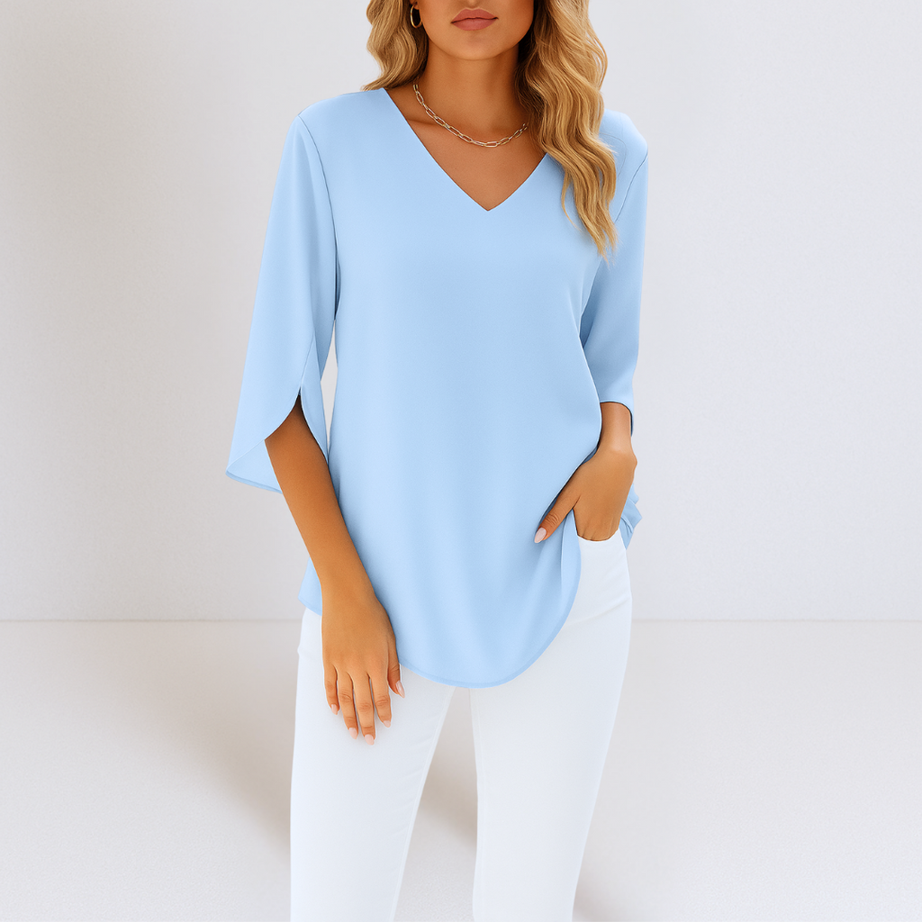 Sophie™ | Elegant blouse with a V-neck and slit sleeves