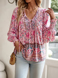 Arya™ | Elegant floral blouse with pleated cuffs