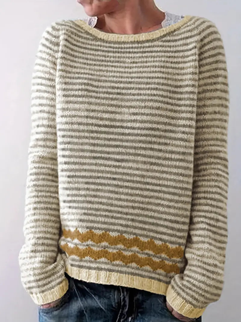 Pull décontracté pour femme à rayures discrètes