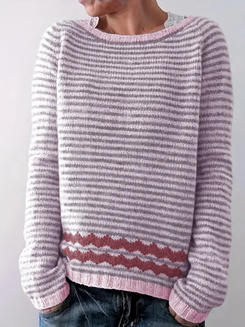 Pull décontracté pour femme à rayures discrètes
