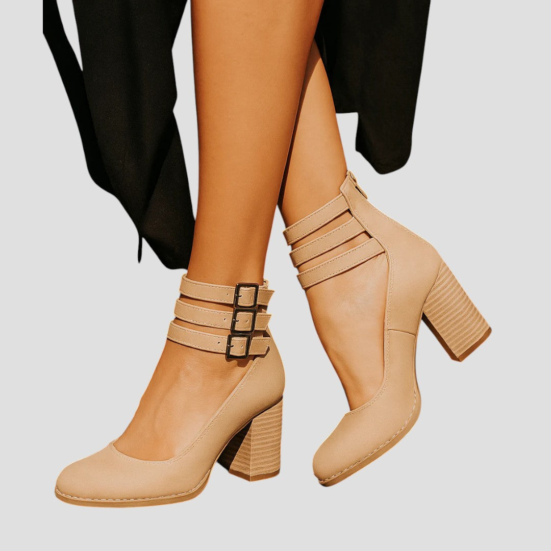 SONIA™ | Elegant ankle boots with a retro heel and double strap