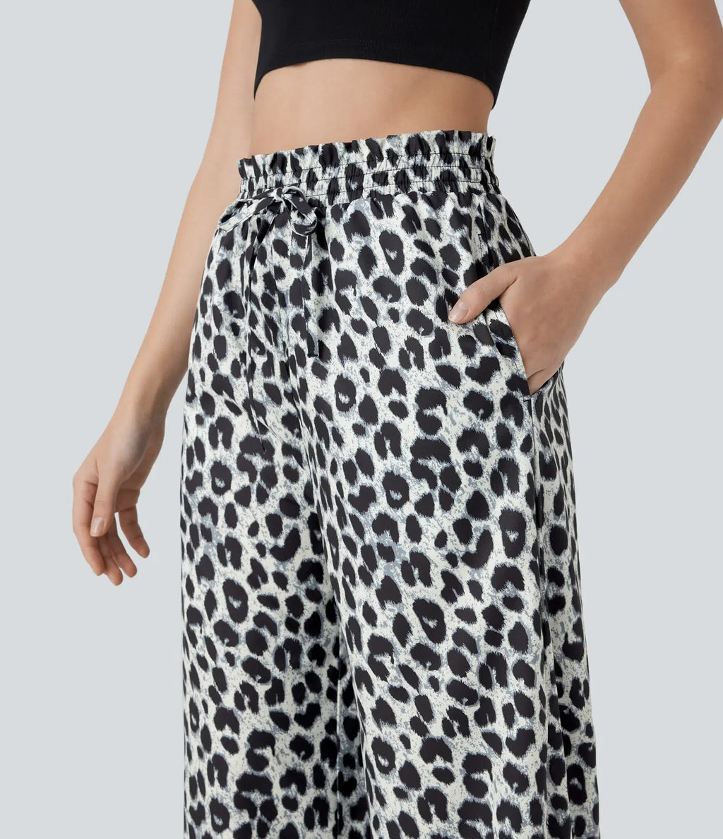 Lisette | Casual Broek Met Hoge Tailleband &amp; Leopard print