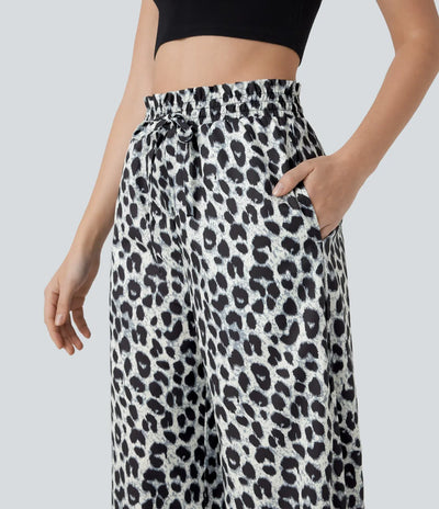 Lisette | Casual Broek Met Hoge Tailleband & Luipaardprint