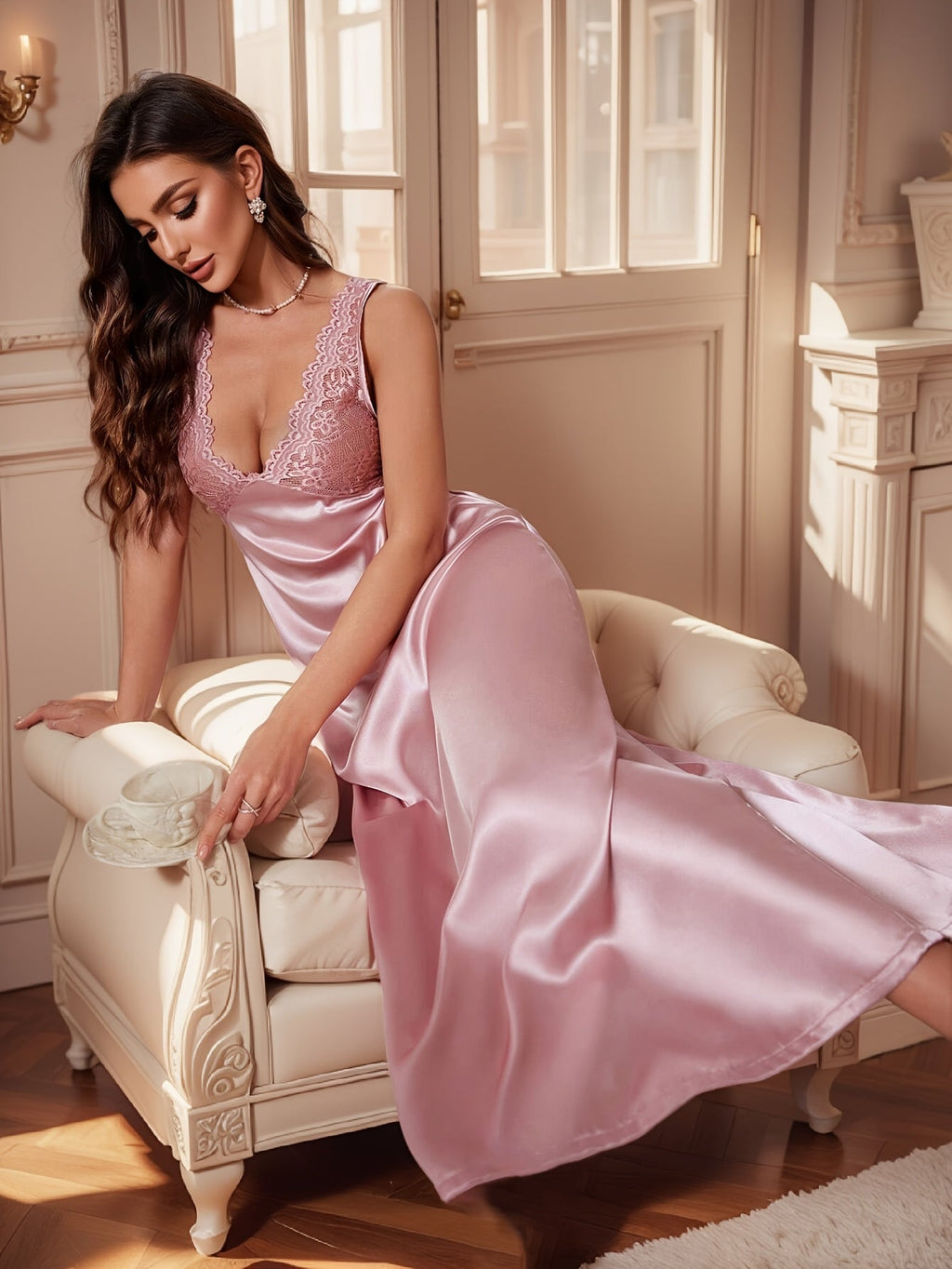 Rosalie | Nuisette dos nu en dentelle douce 