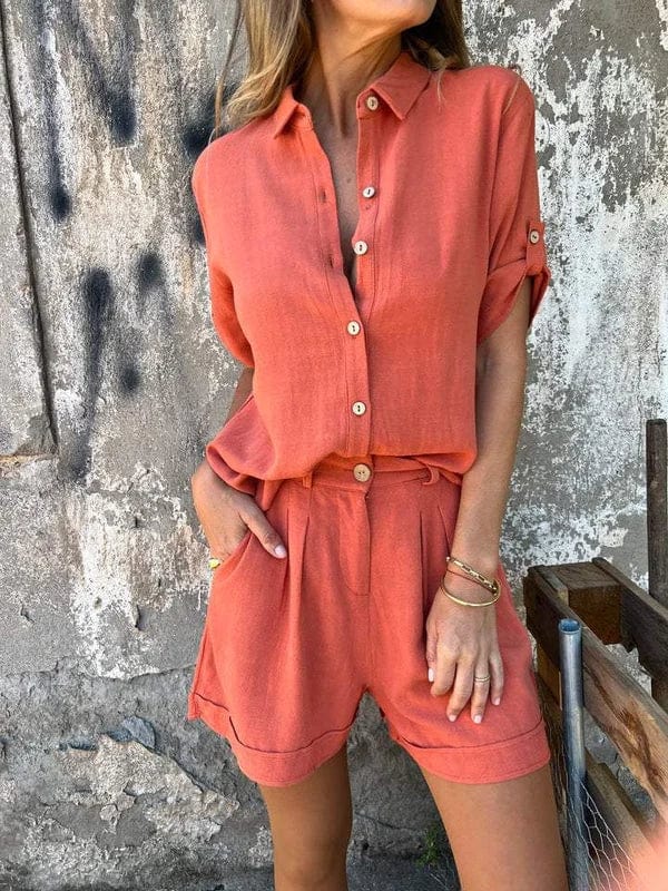 Pauline™ | Lněná bavlněná košilová souprava