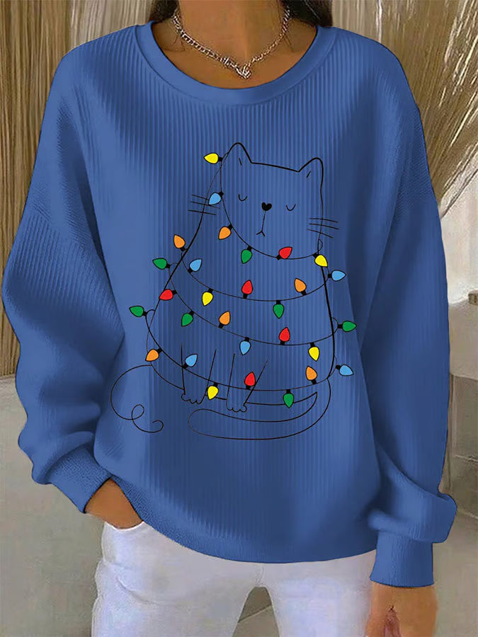 Saar - Kersttrui met kattenmotief 