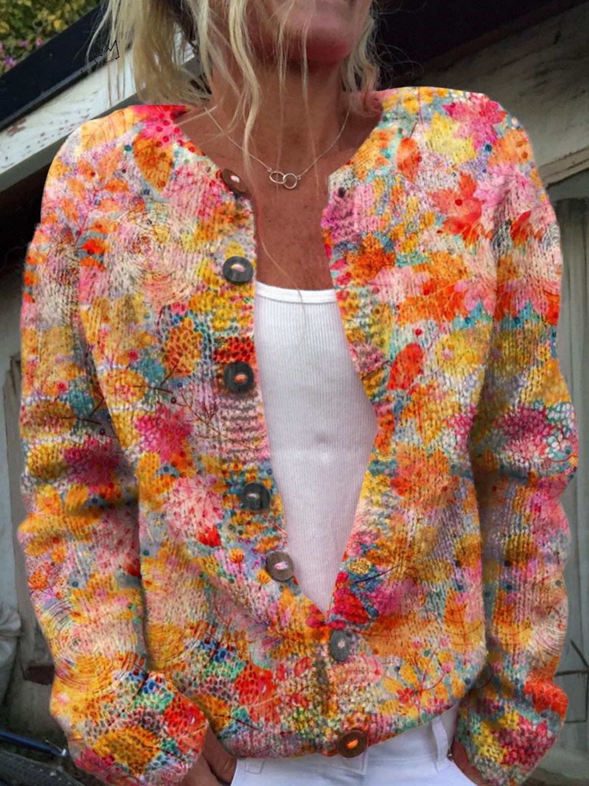 Gilet décontracté à boutons imprimé floral | Pull
