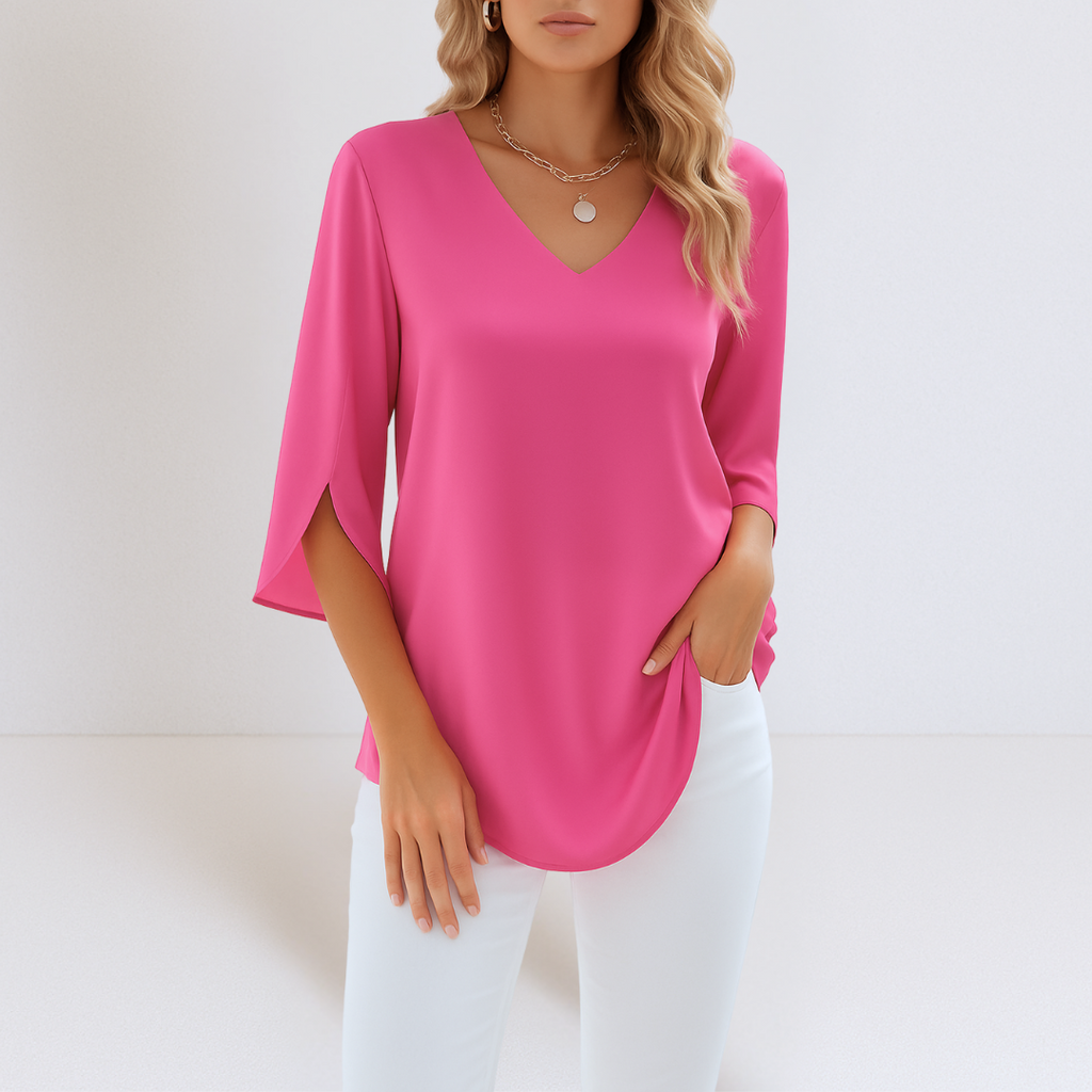 Sophie™ | Elegant blouse with a V-neck and slit sleeves