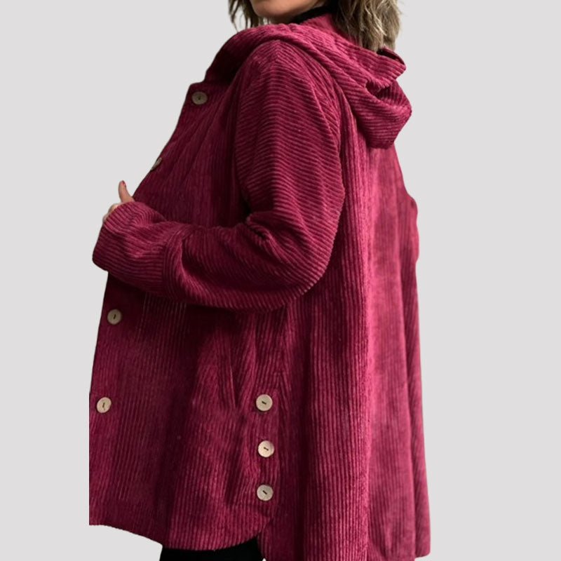 Veste à hoode en velours casual pour l'automne 