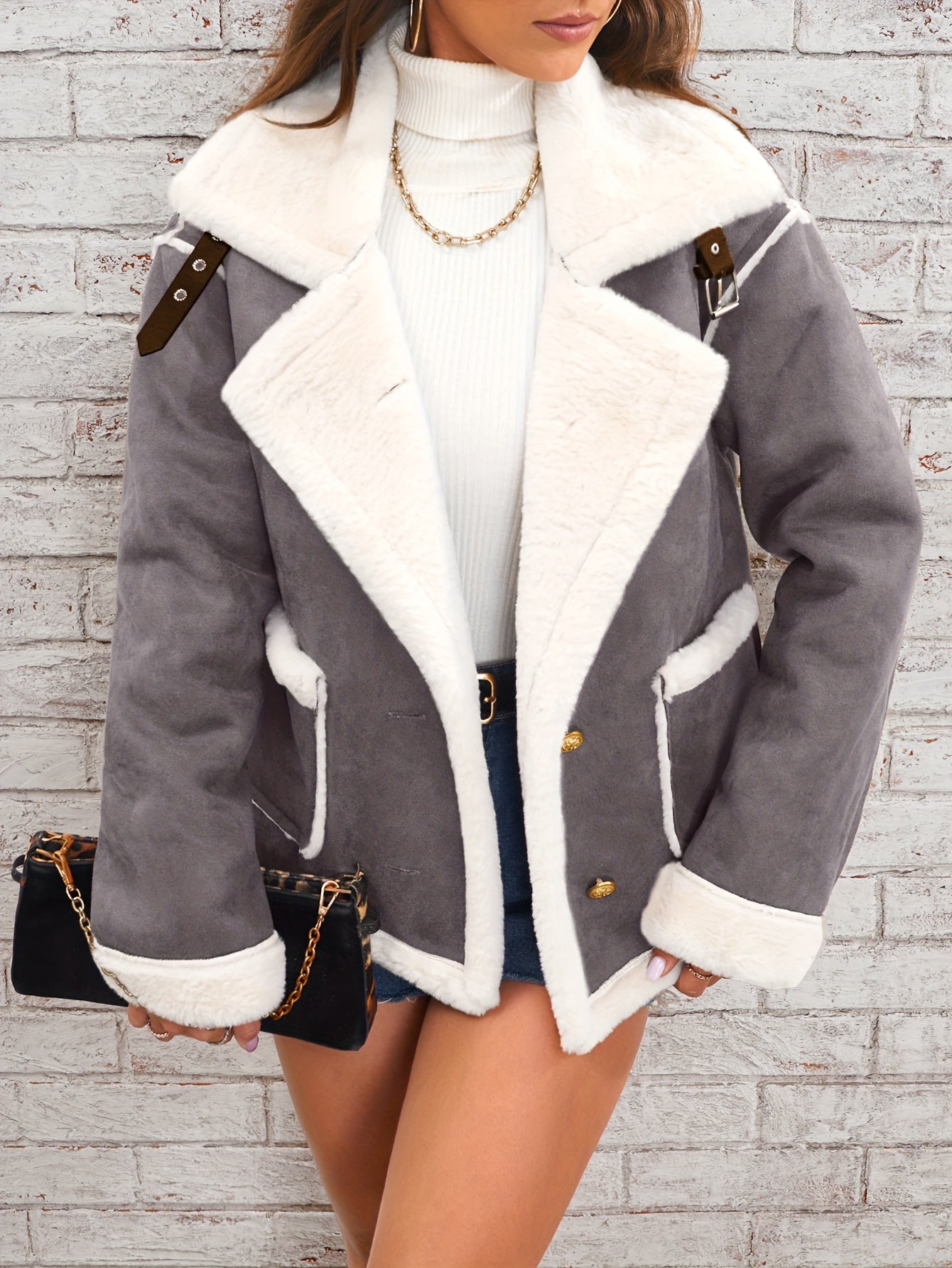 Winterjas Teddy avec Revers Dames – Rosa
