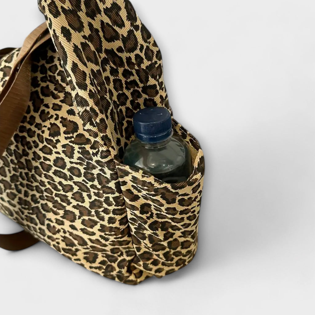 Sac bandoulière en toile à imprimé léopard