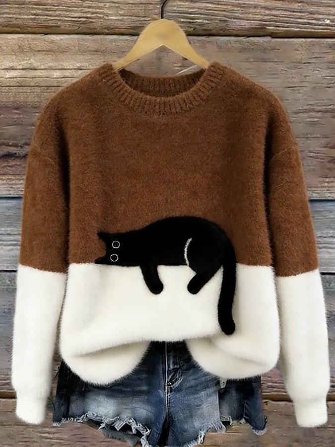 Moon | Pull femme à motif chat