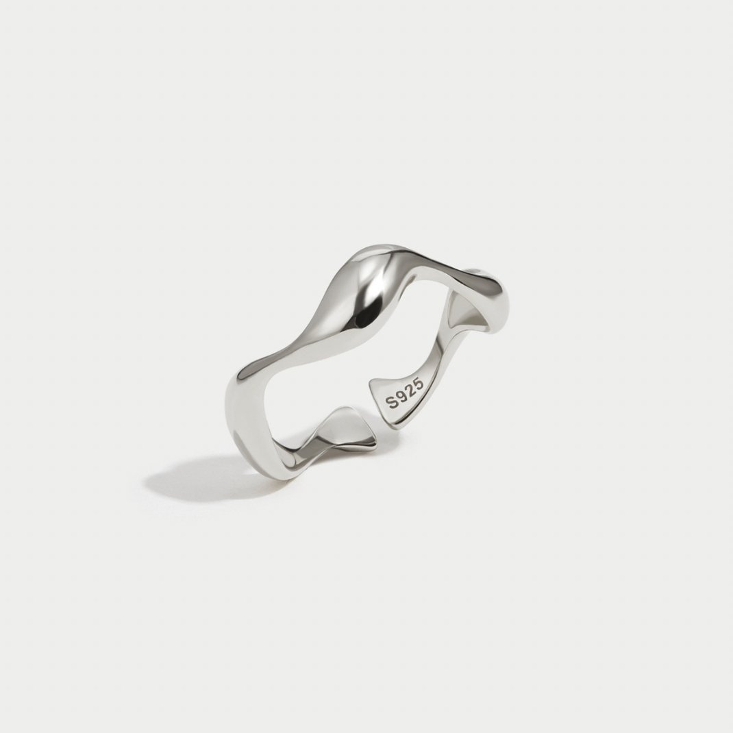 Bague vague argentée