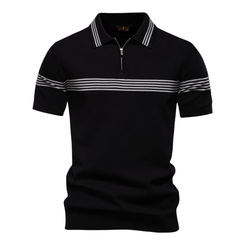 Milan™ | Modern men's polo shirt with zip and contrast stripes