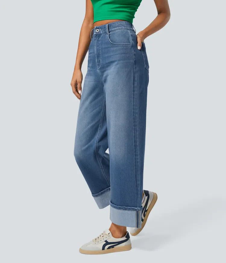 Manouk | Wijde Jeans Met Hoge Taille &amp; Comfortabele Fit