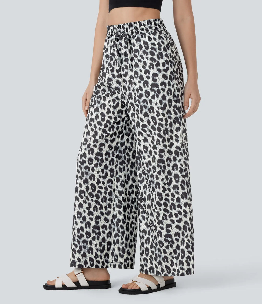 Lisette | Casual Broek Met Hoge Tailleband &amp; Leopard print