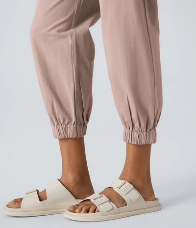 Marianne | Katoenen Broek met Knopen, Rits en Praktische Zakken