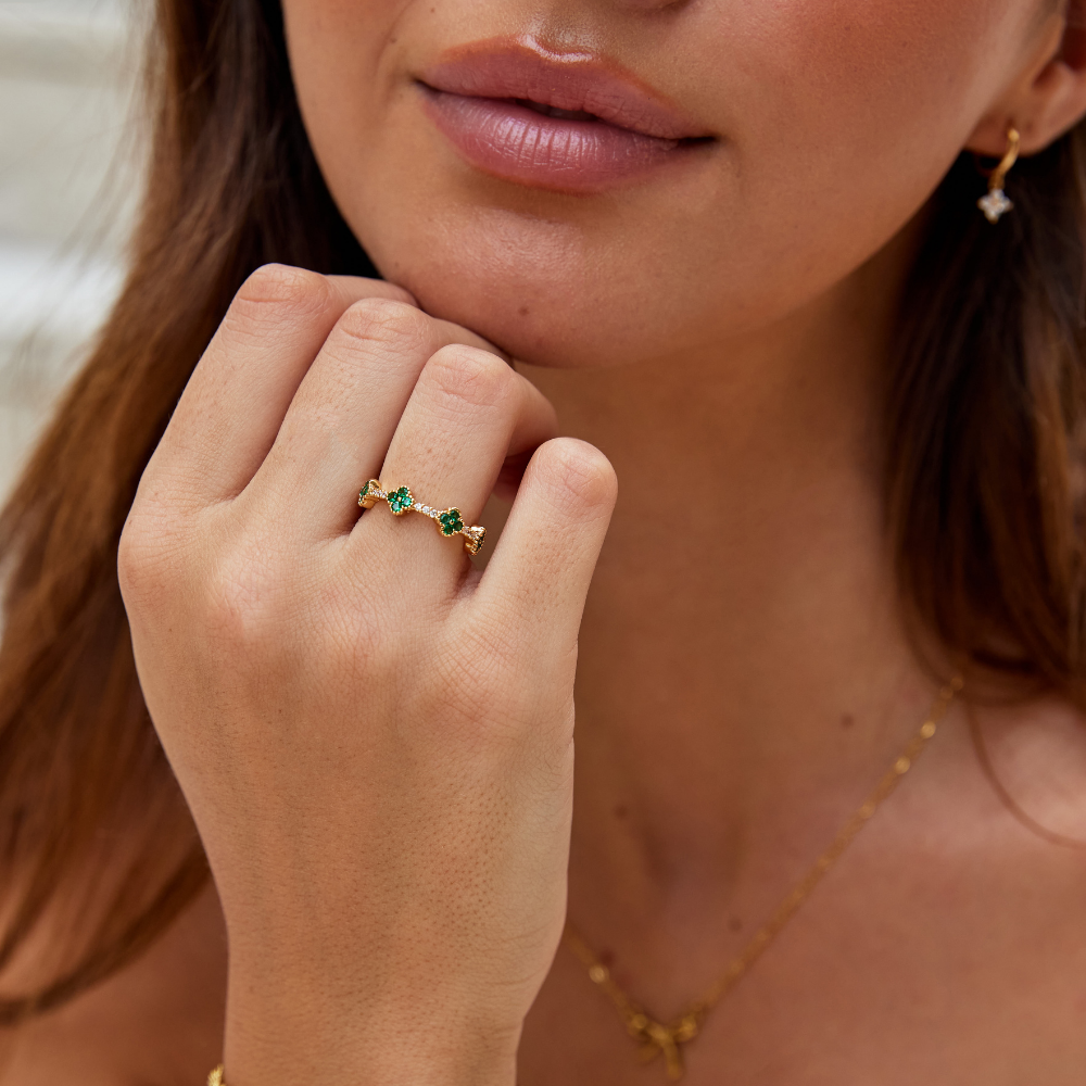Marisol - Bague en cristal en forme de trèfle