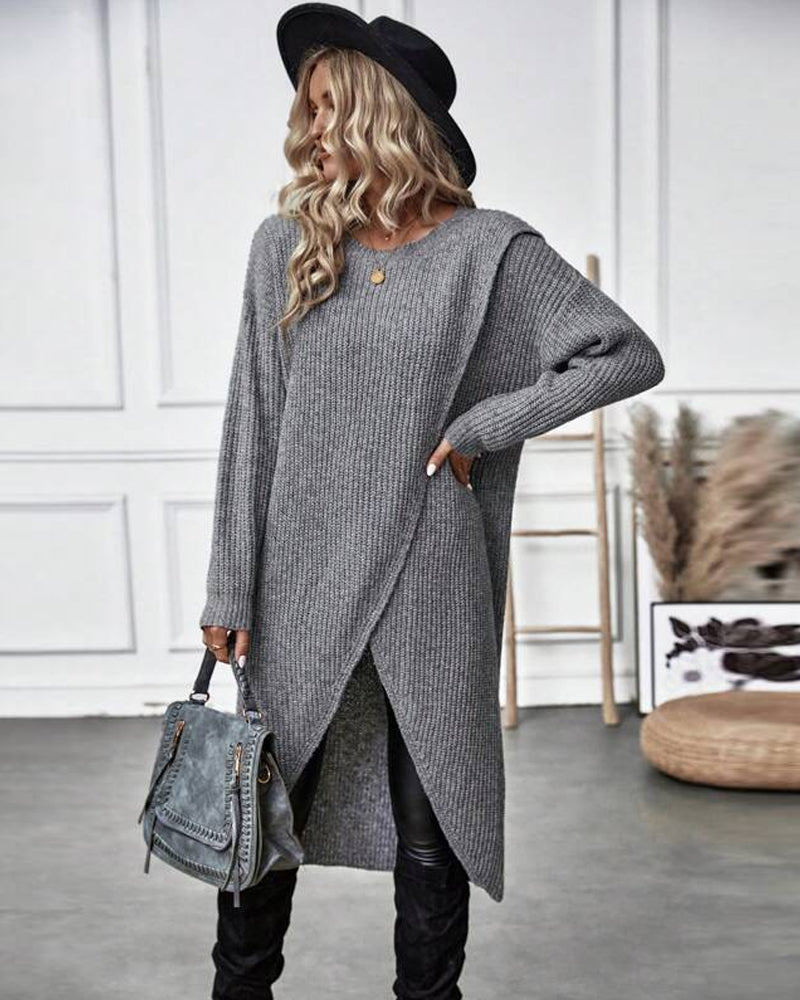Laluna® | Lange Effen trui-jurk 