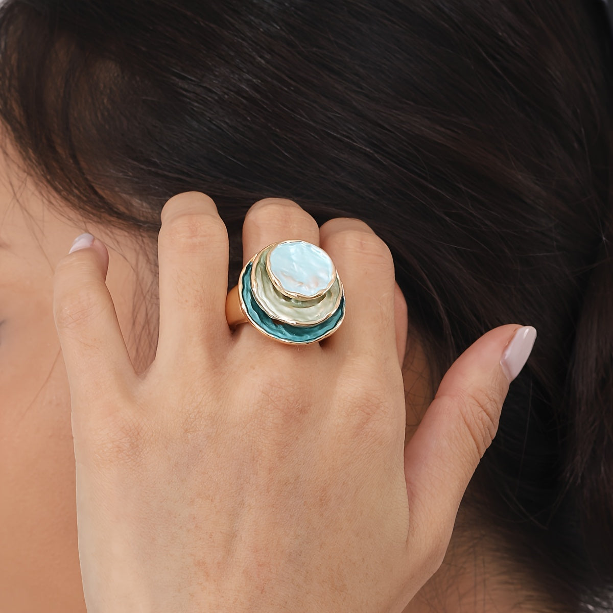 Bague bohème à trois couches en émail